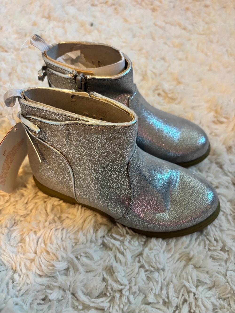 Gymboree Iridescent Silver Girls' Ankle Boots